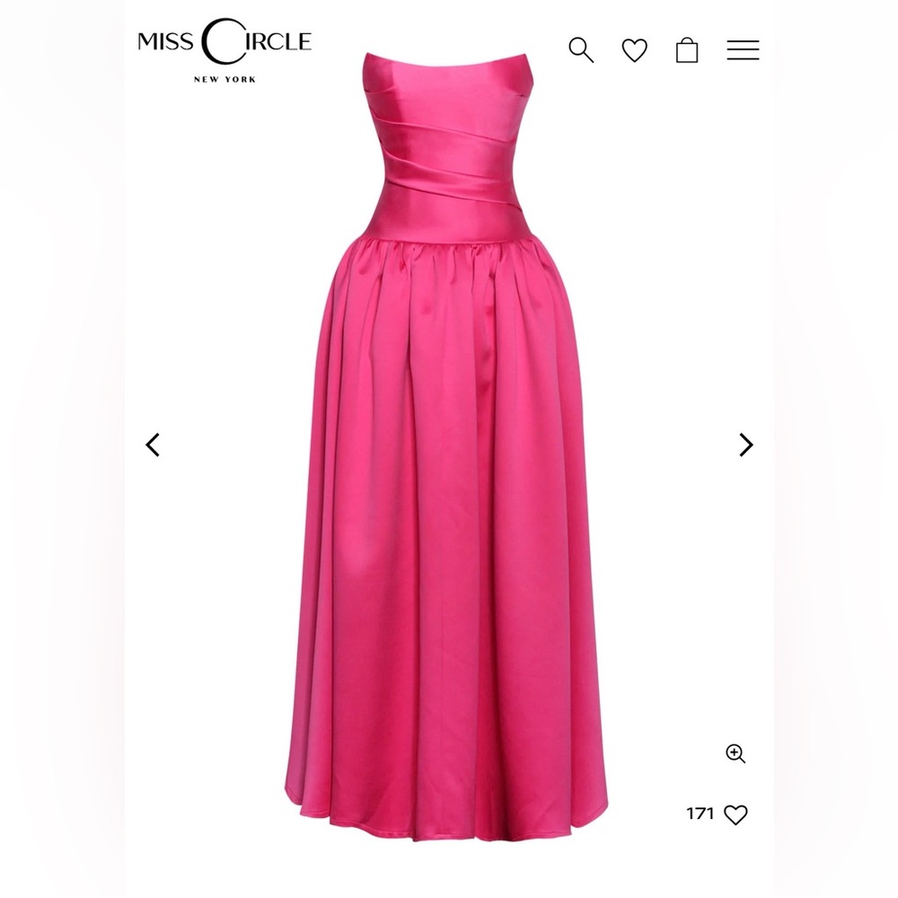 Walterina Fuschia Satin Strapless Drop Waist Corset Gown